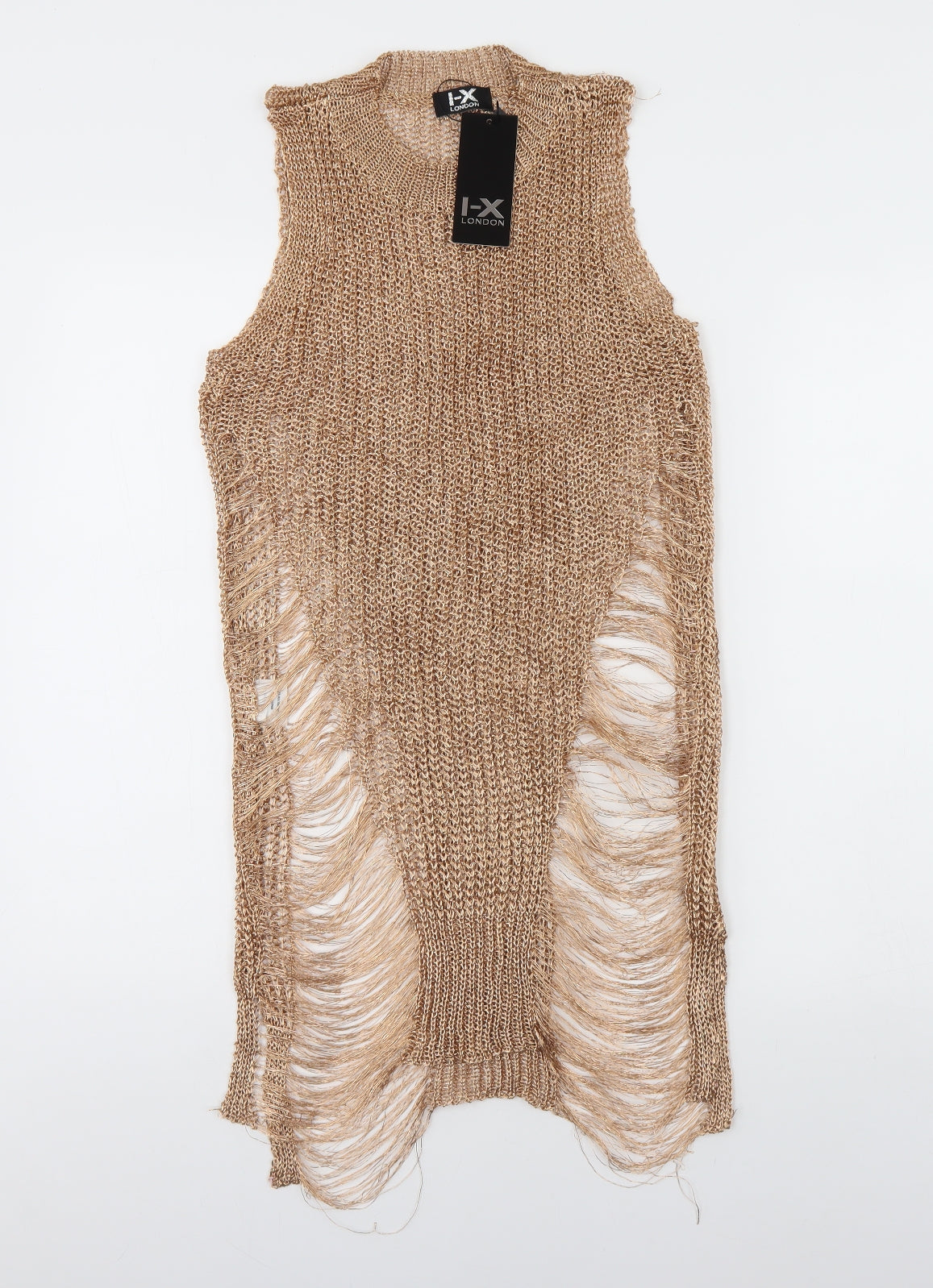 I-X London Womens Gold  Polyester Pencil Dress  Size 14  Round Neck