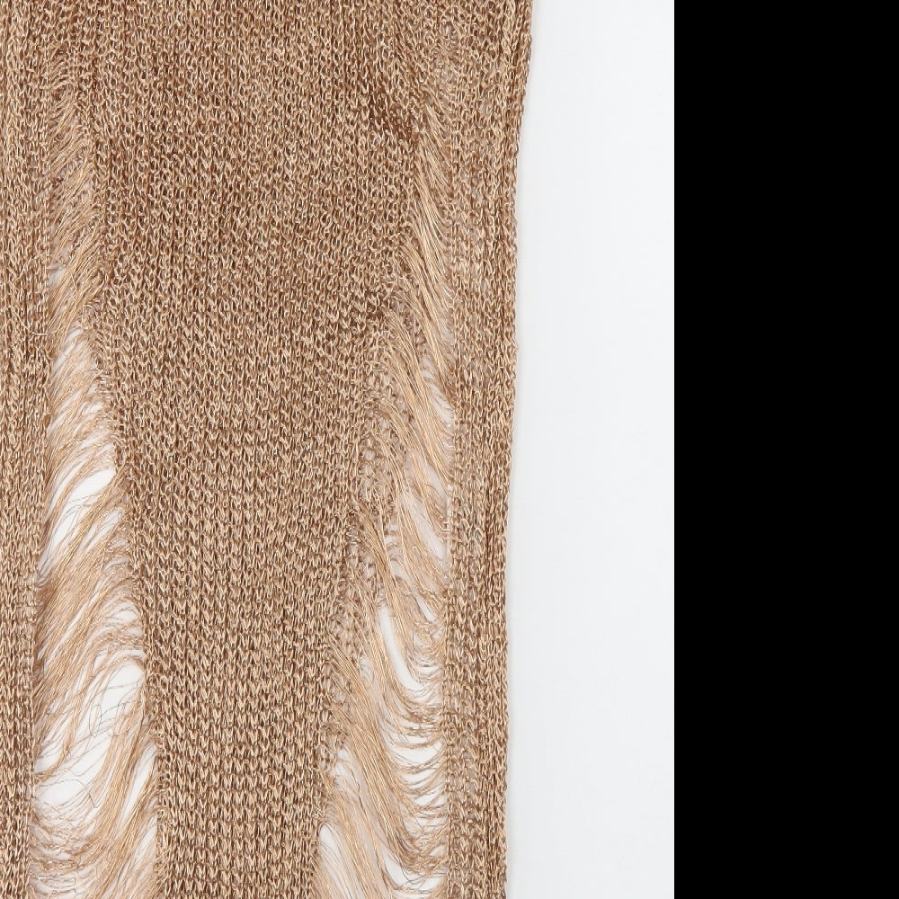 I-X London Womens Gold  Polyester Pencil Dress  Size 14  Round Neck