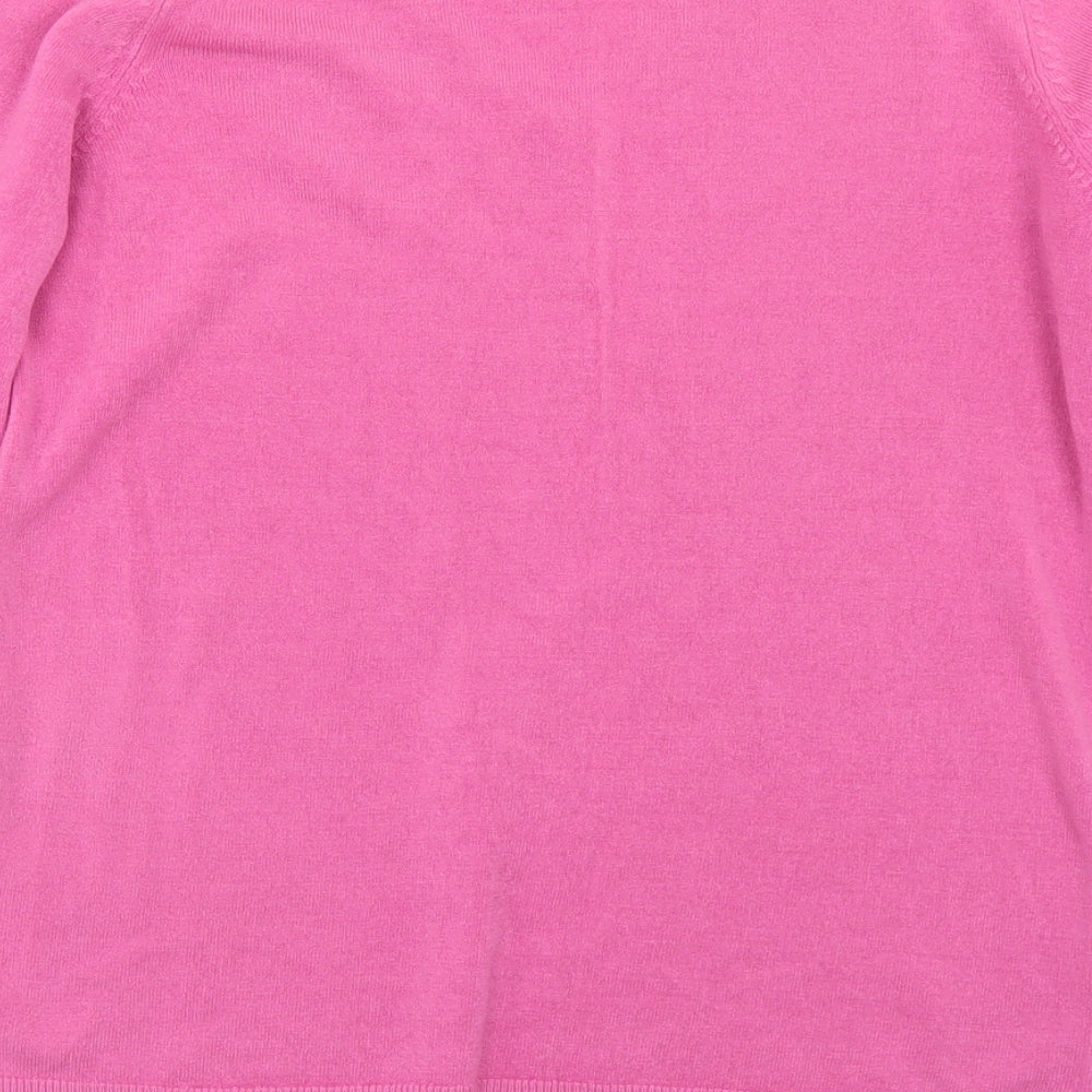 M&S Womens Pink V-Neck  Acrylic Pullover Jumper Size 10
