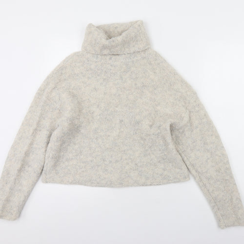 Droenim Womens Beige Roll Neck  Wool Pullover Jumper Size XS