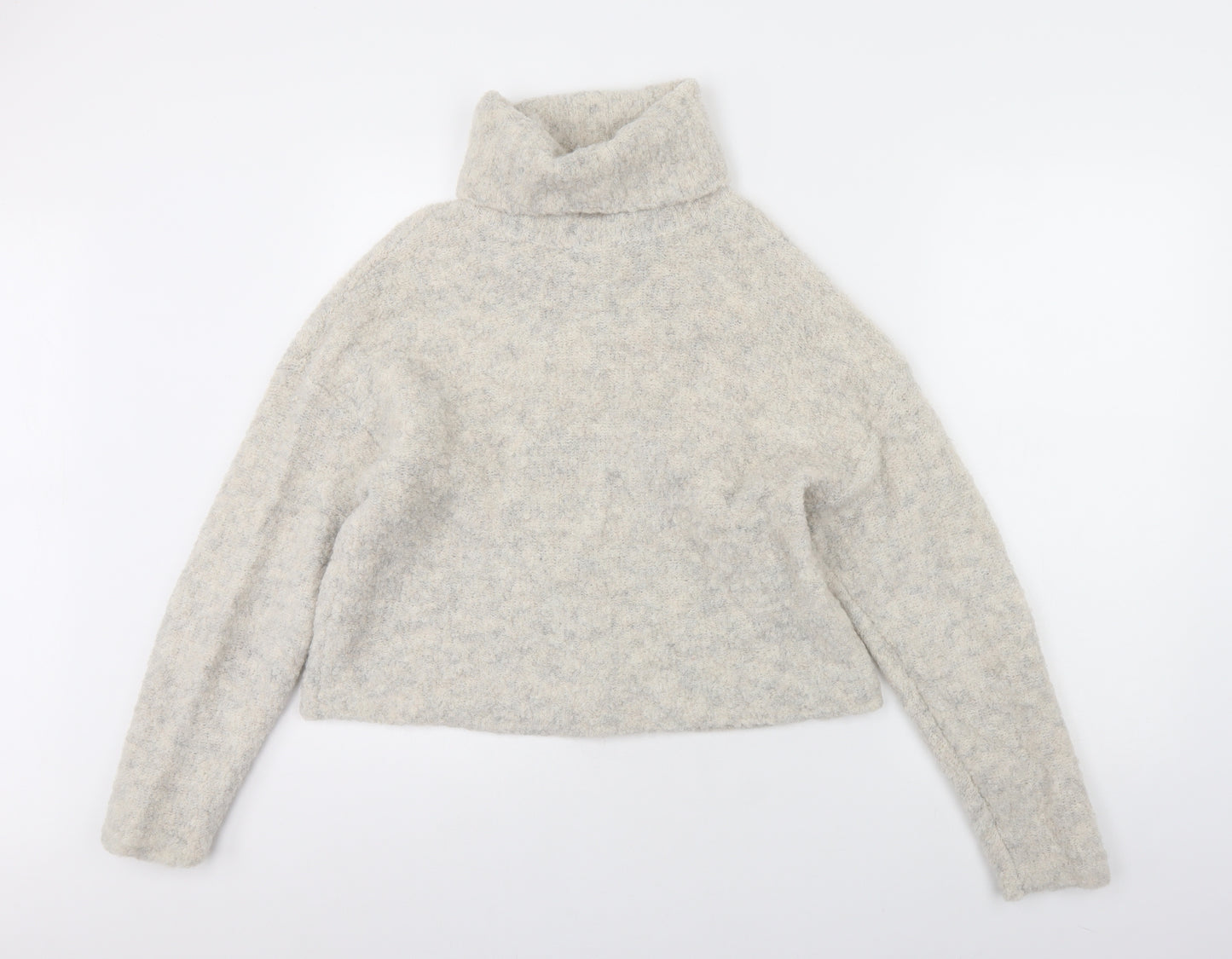 Droenim Womens Beige Roll Neck  Wool Pullover Jumper Size XS