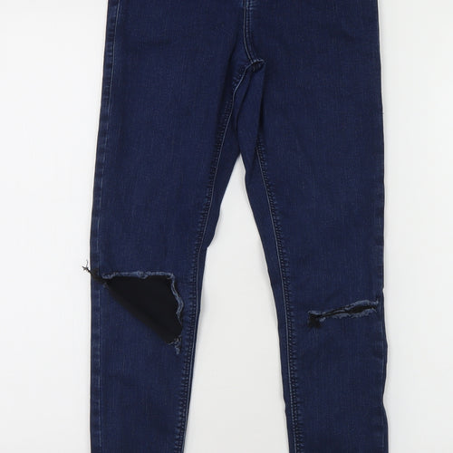 Topshop Womens Blue  Cotton Skinny Jeans Size 28 in L26 in Regular
