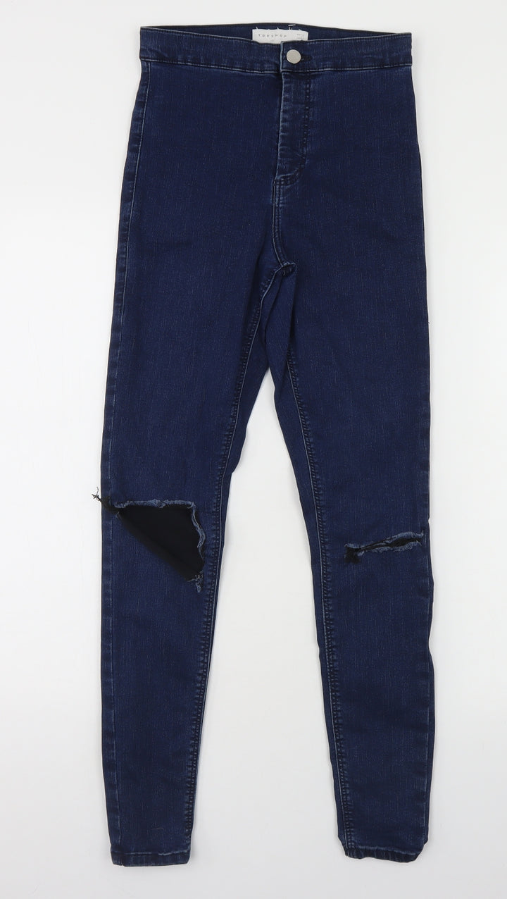 Topshop Womens Blue Cotton Skinny Jeans Size 28 in L26 in Regular