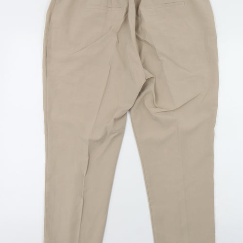 Peacocks Womens Beige  Viscose Dress Pants Trousers Size 14 L25 in Regular
