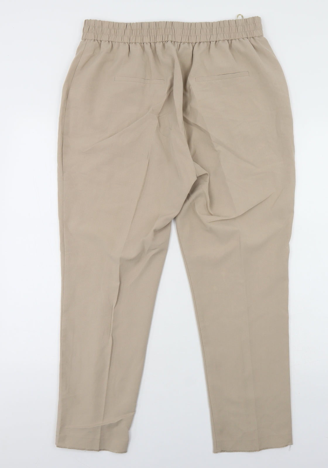 Peacocks Womens Beige  Viscose Dress Pants Trousers Size 14 L25 in Regular