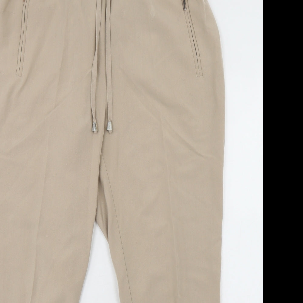 Peacocks Womens Beige  Viscose Dress Pants Trousers Size 14 L25 in Regular