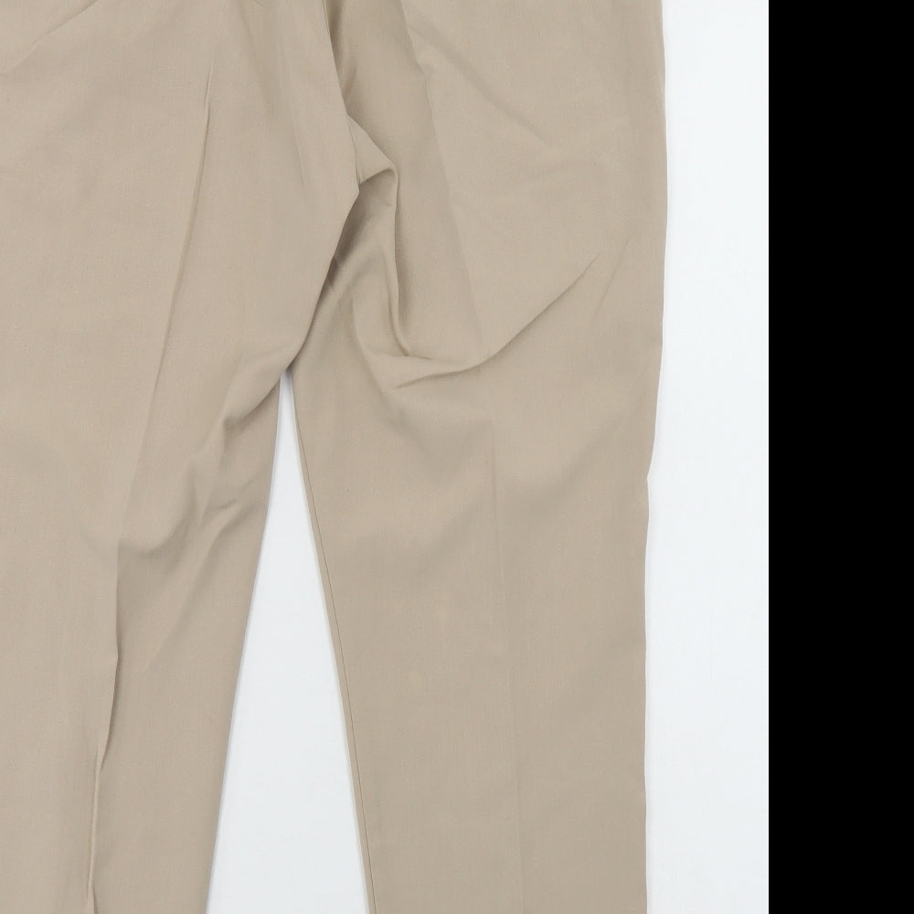 Peacocks Womens Beige  Viscose Dress Pants Trousers Size 14 L25 in Regular