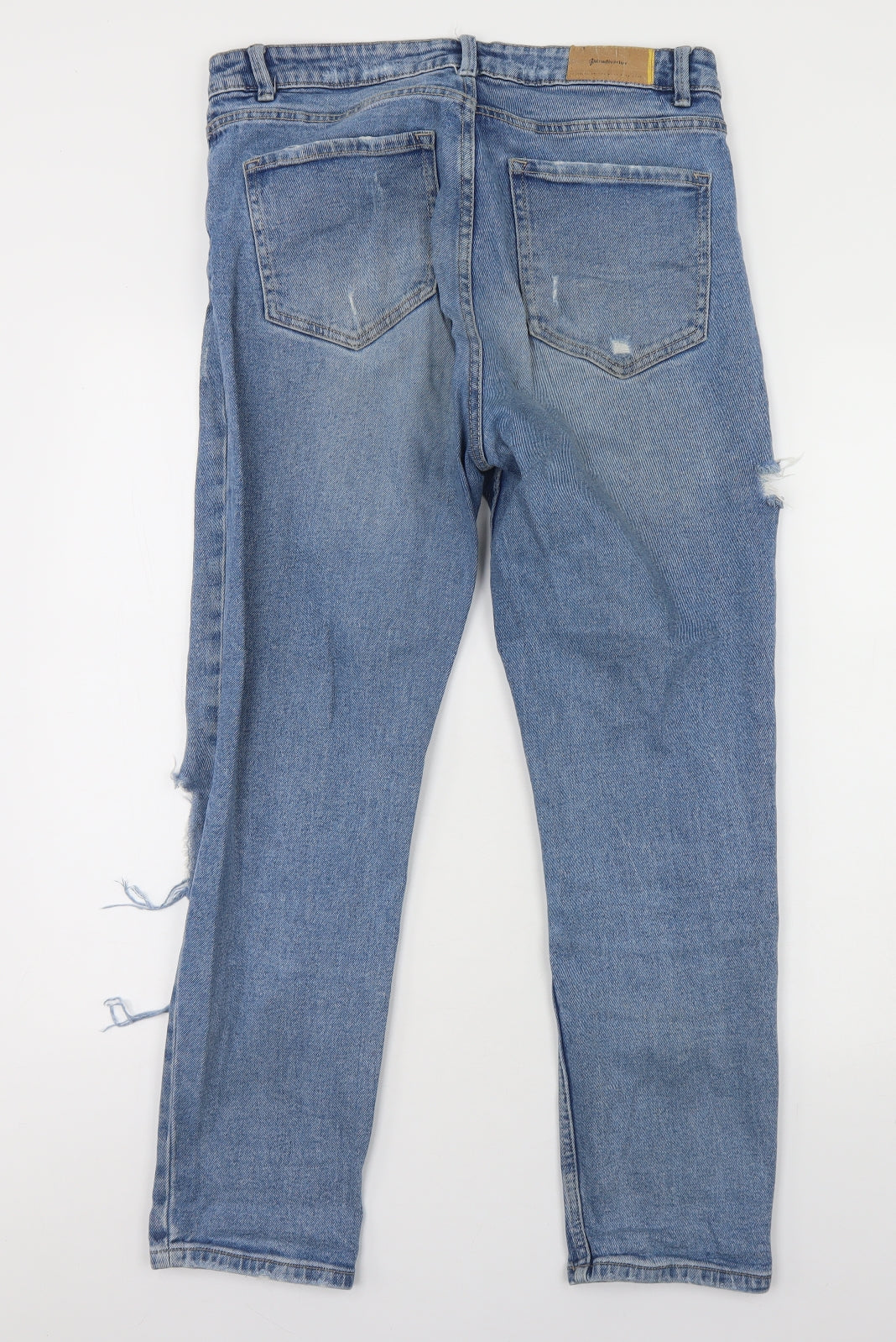 Stradivarius Womens Blue  Cotton Straight Jeans Size 14 L25 in Regular