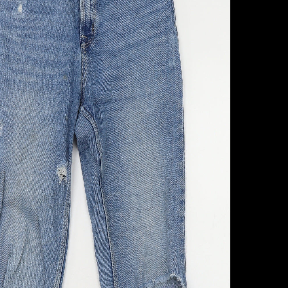 Stradivarius Womens Blue  Cotton Straight Jeans Size 14 L25 in Regular