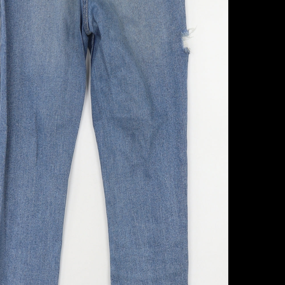 Stradivarius Womens Blue  Cotton Straight Jeans Size 14 L25 in Regular