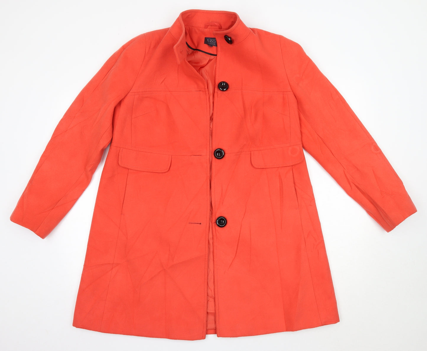 M&S Womens Orange   Overcoat Coat Size 14   - Coral