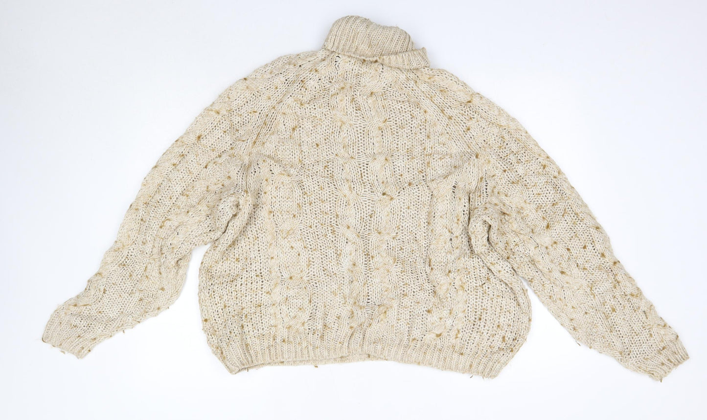 H&M Womens Beige High Neck  Acrylic Pullover Jumper Size S