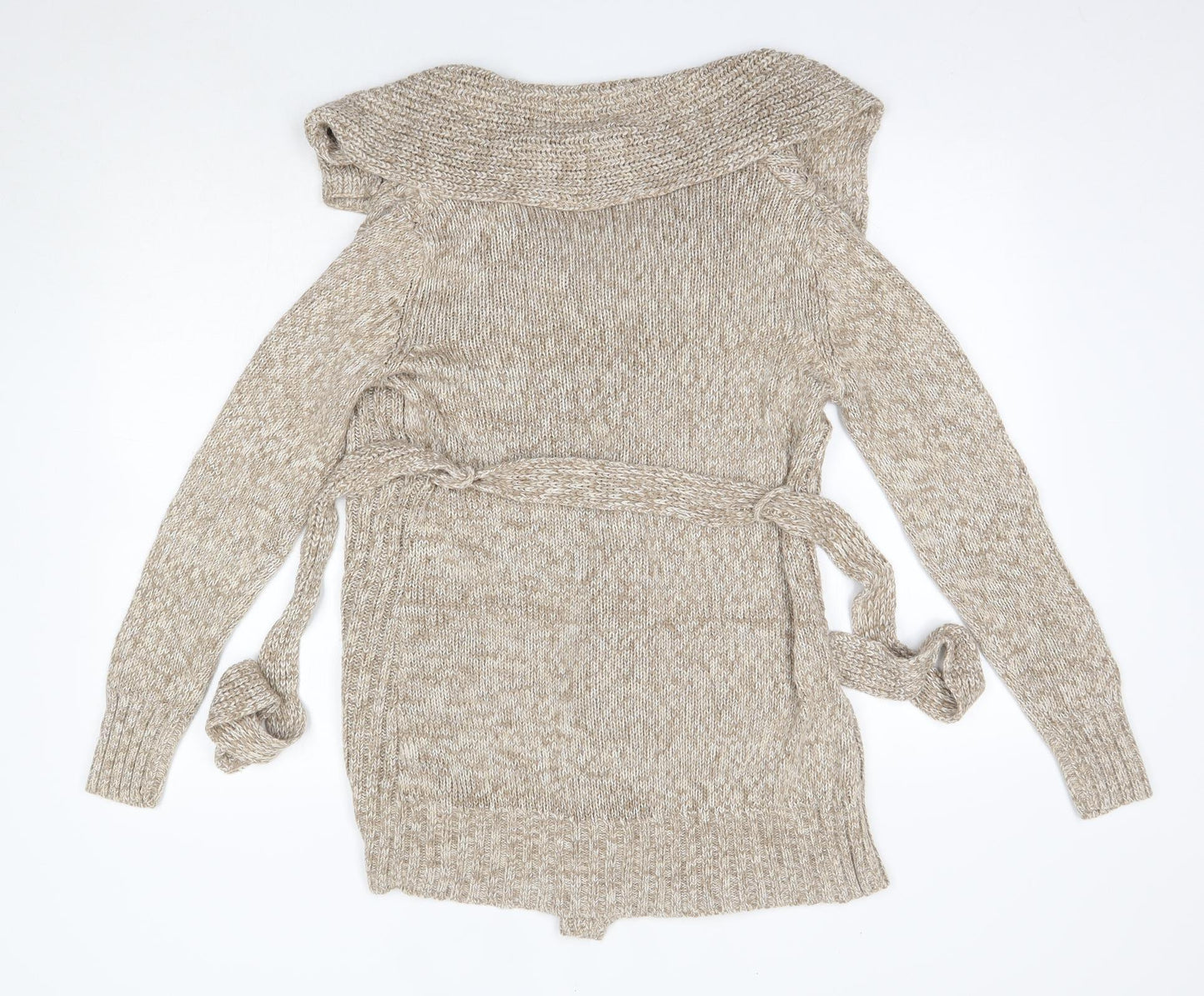 F&F Womens Brown V-Neck  Acrylic Cardigan Jumper Size 8