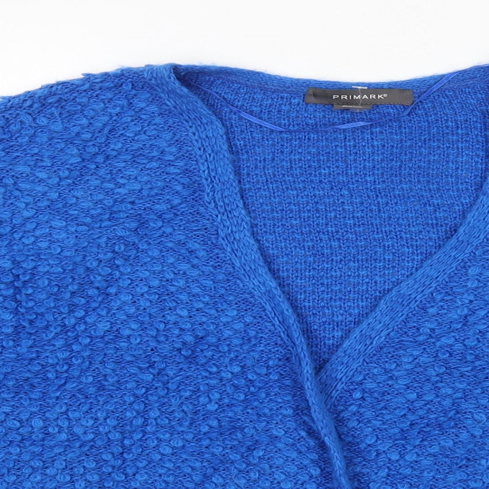 Primark Womens Blue Round Neck  Acrylic Cardigan Jumper Size L