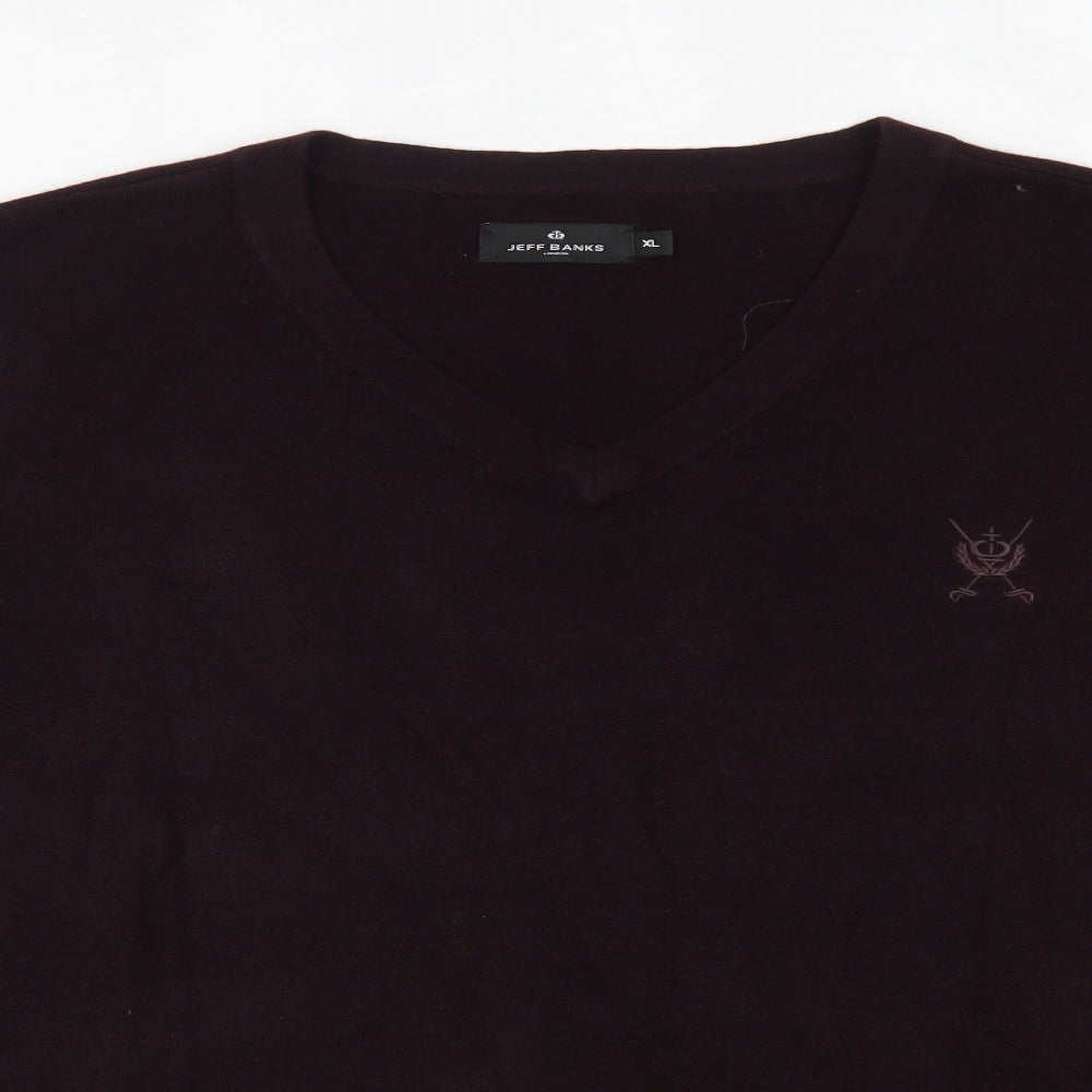 Jeff Banks Mens Purple Round Neck  Acrylic Pullover Jumper Size XL