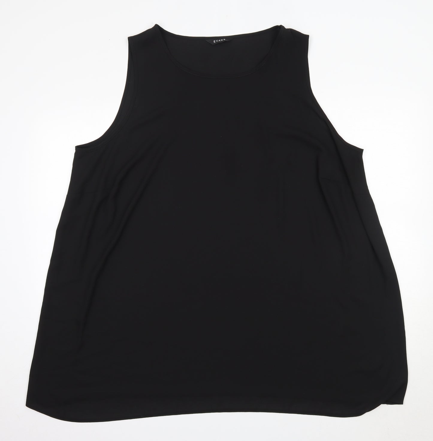 Evans Womens Black  Polyester Basic Blouse Size 26 Round Neck
