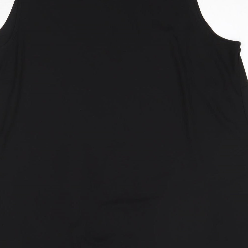 Evans Womens Black  Polyester Basic Blouse Size 26 Round Neck