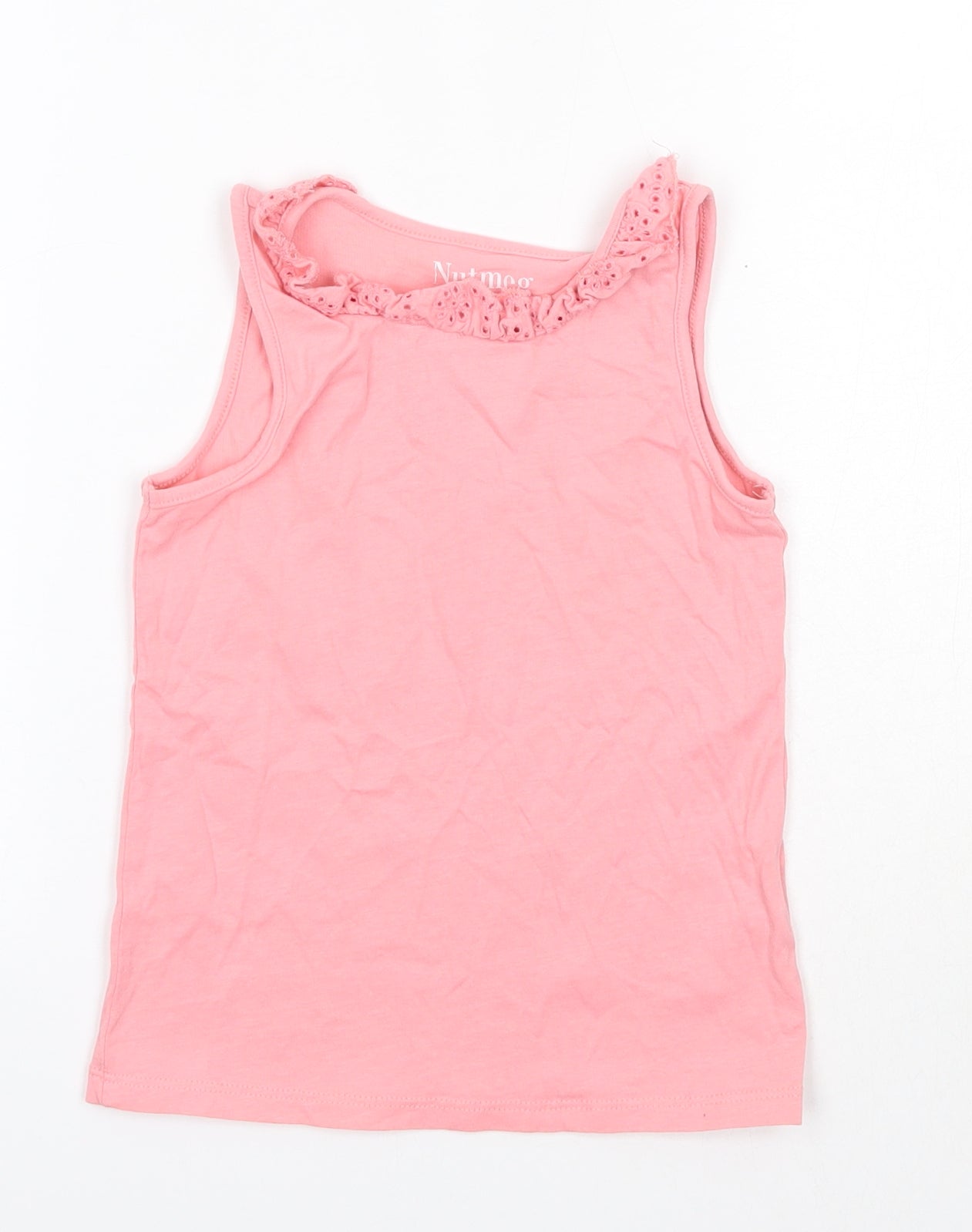 Nutmeg Girls Pink  100% Cotton Basic Tank Size 5-6 Years Round Neck