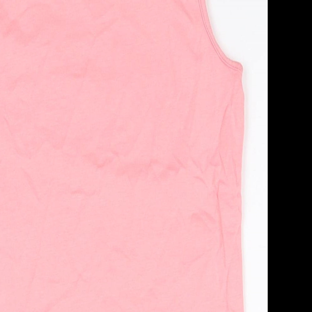 Nutmeg Girls Pink  100% Cotton Basic Tank Size 5-6 Years Round Neck