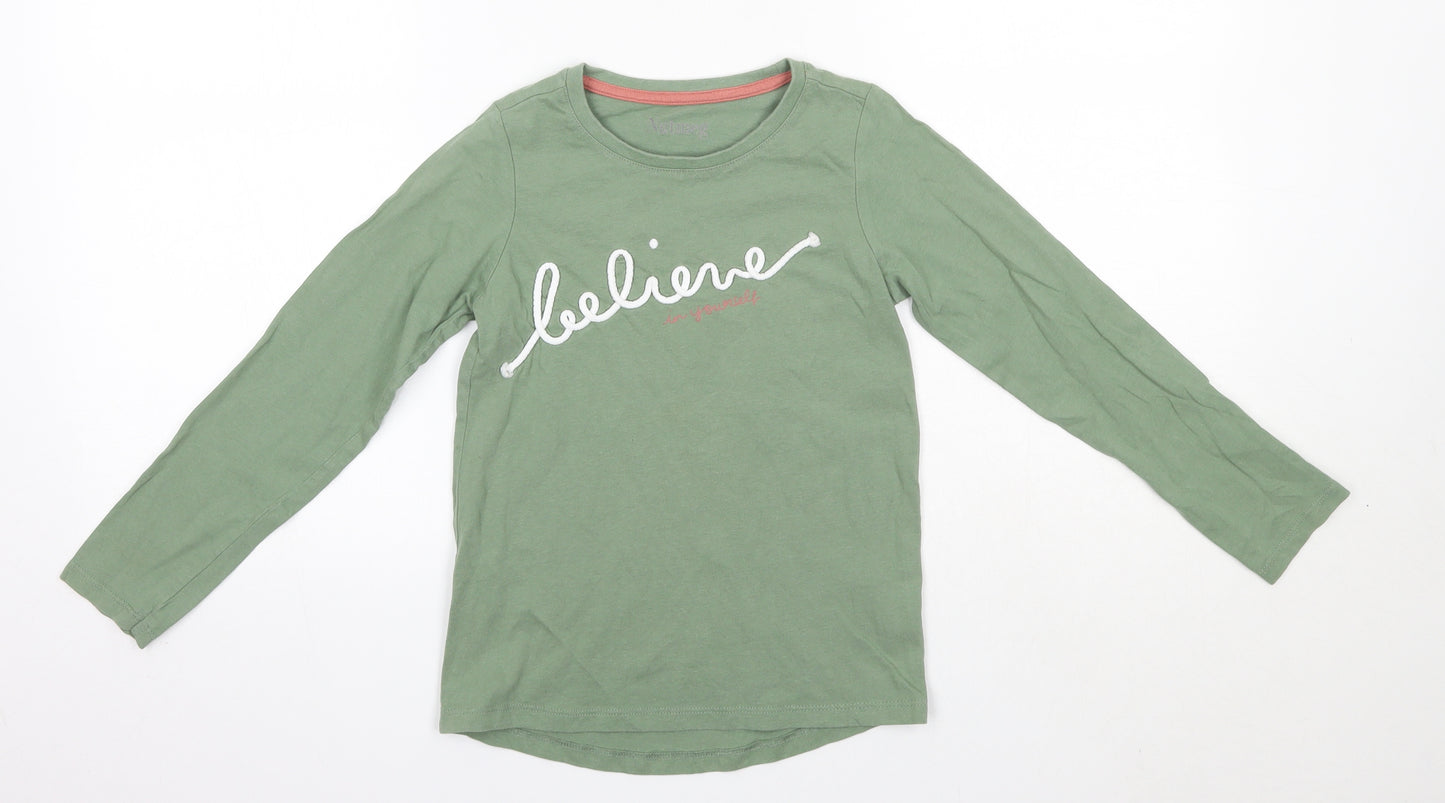 Nutmeg Girls Green  100% Cotton Basic Blouse Size 7-8 Years Round Neck