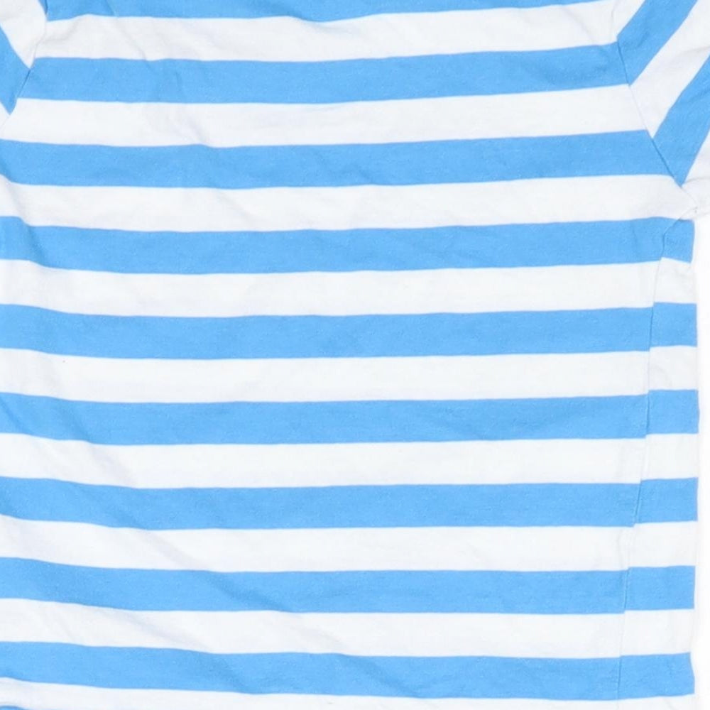 Hullabaloo Boys Blue Striped 100% Cotton Basic T-Shirt Size 5-6 Years Round Neck