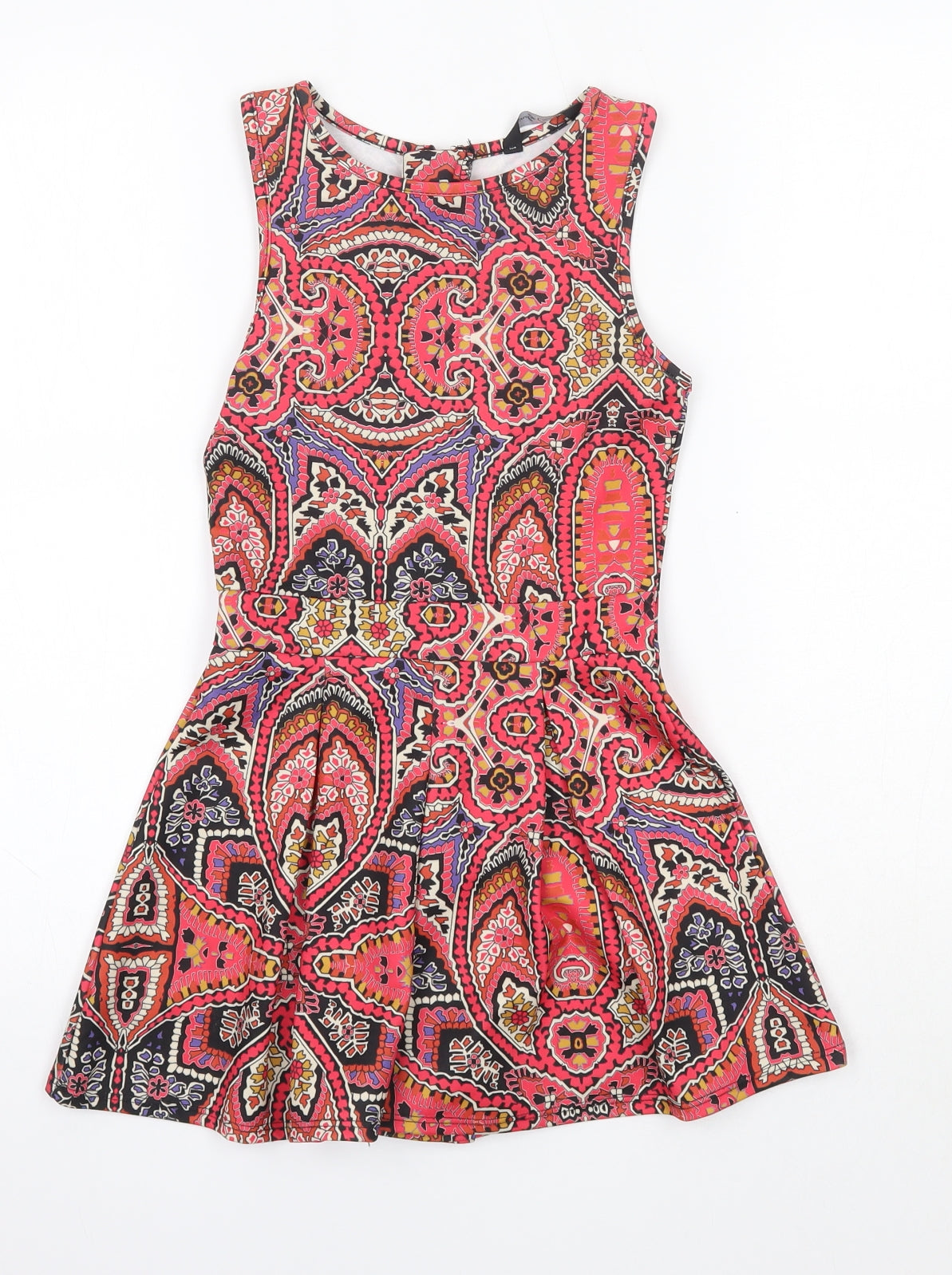 Matalan Girls Multicoloured Floral Polyester A-Line  Size 9 Years  Round Neck