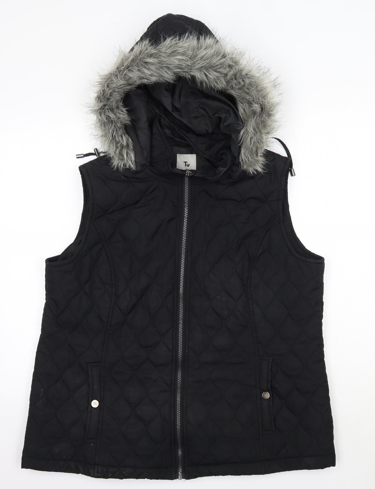 TU Womens Black   Gilet Coat Size 16