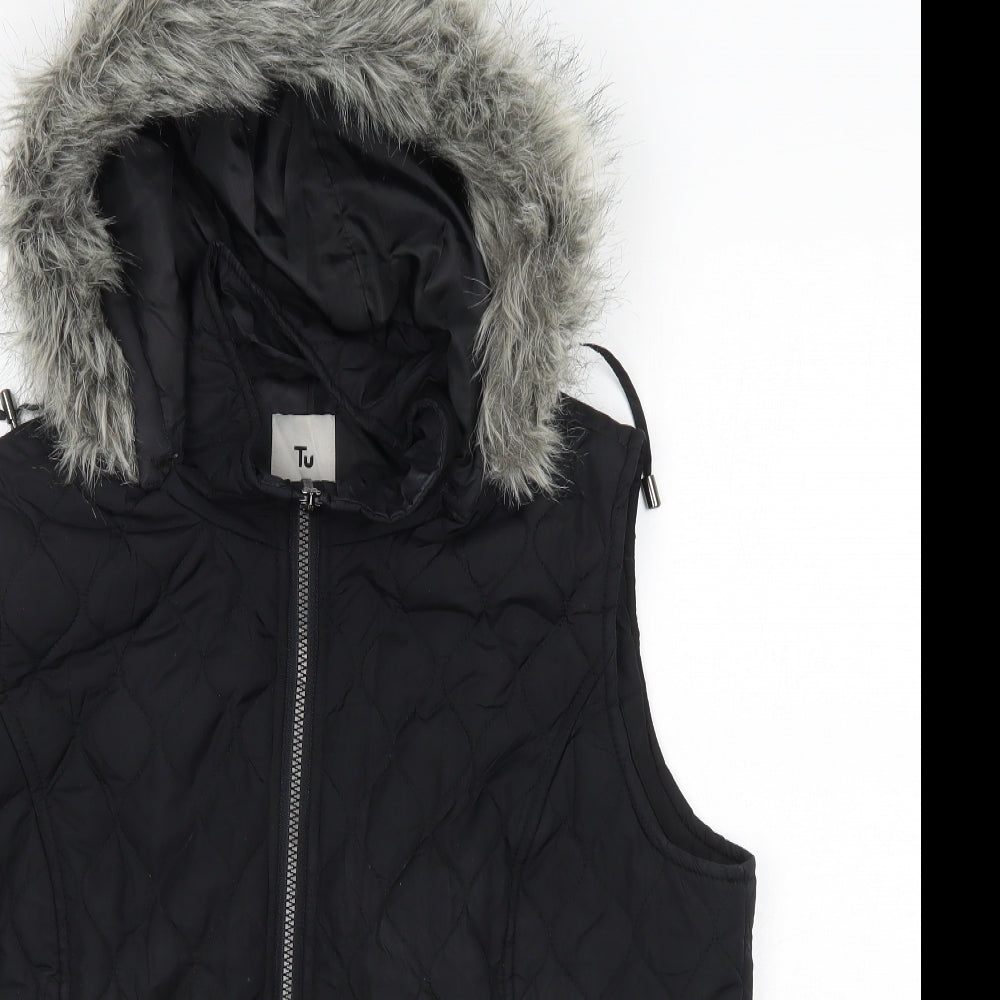 TU Womens Black   Gilet Coat Size 16