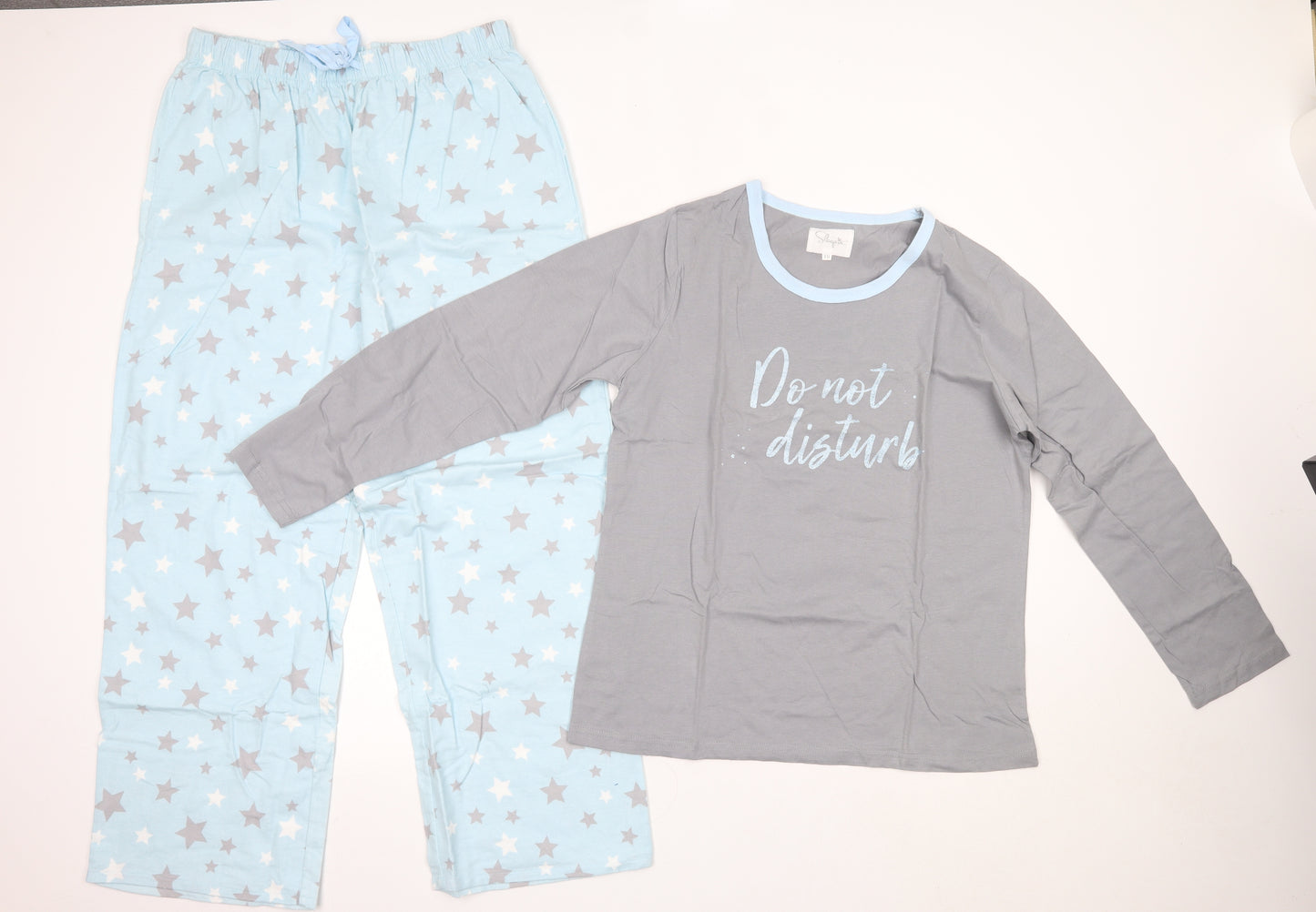 Sleepin Womens Multicoloured Solid 100% Cotton Top Pyjama Set Size 16