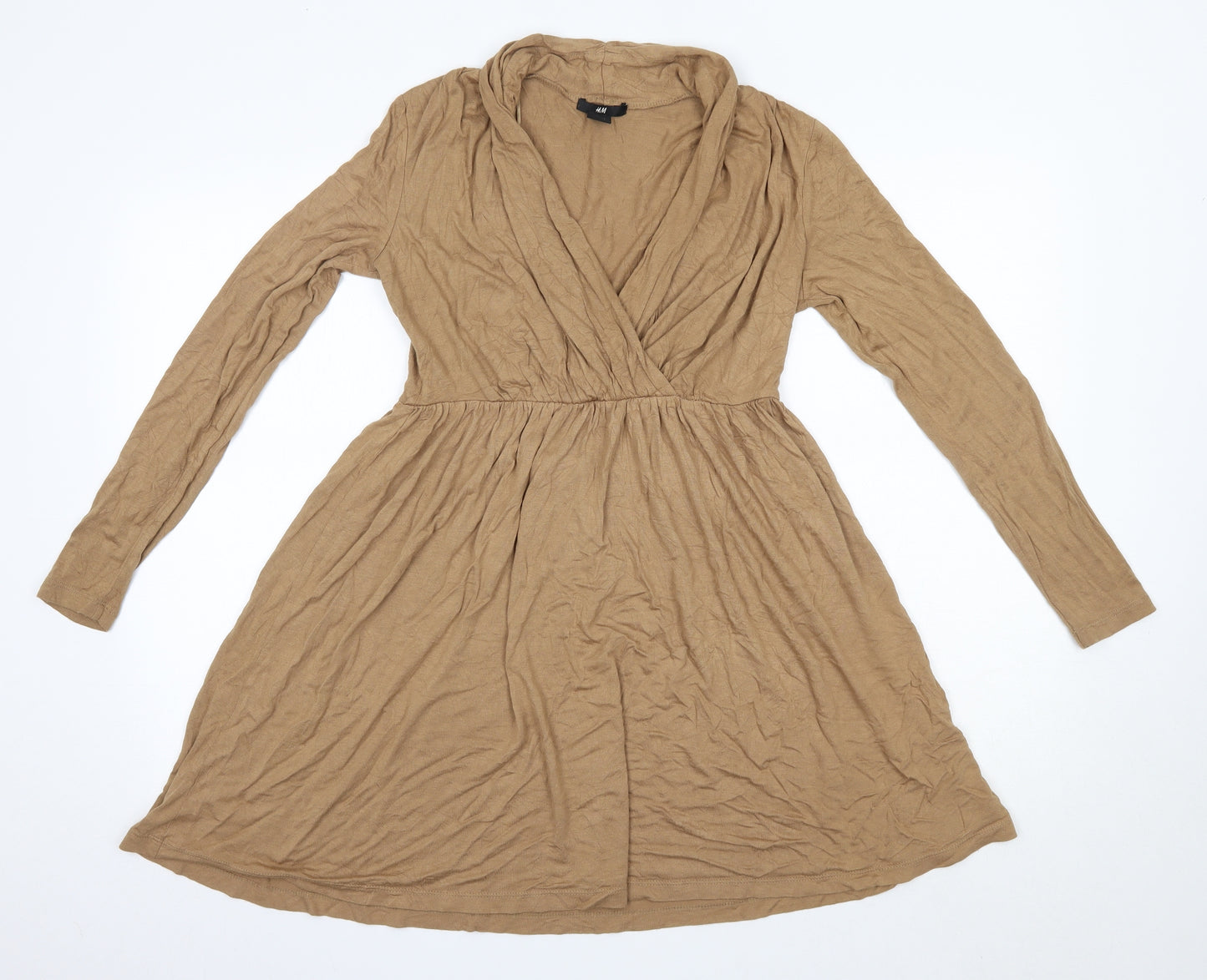 H&M Womens Brown  Viscose A-Line  Size S  V-Neck