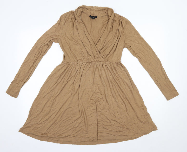 H&M Womens Brown  Viscose A-Line  Size S  V-Neck
