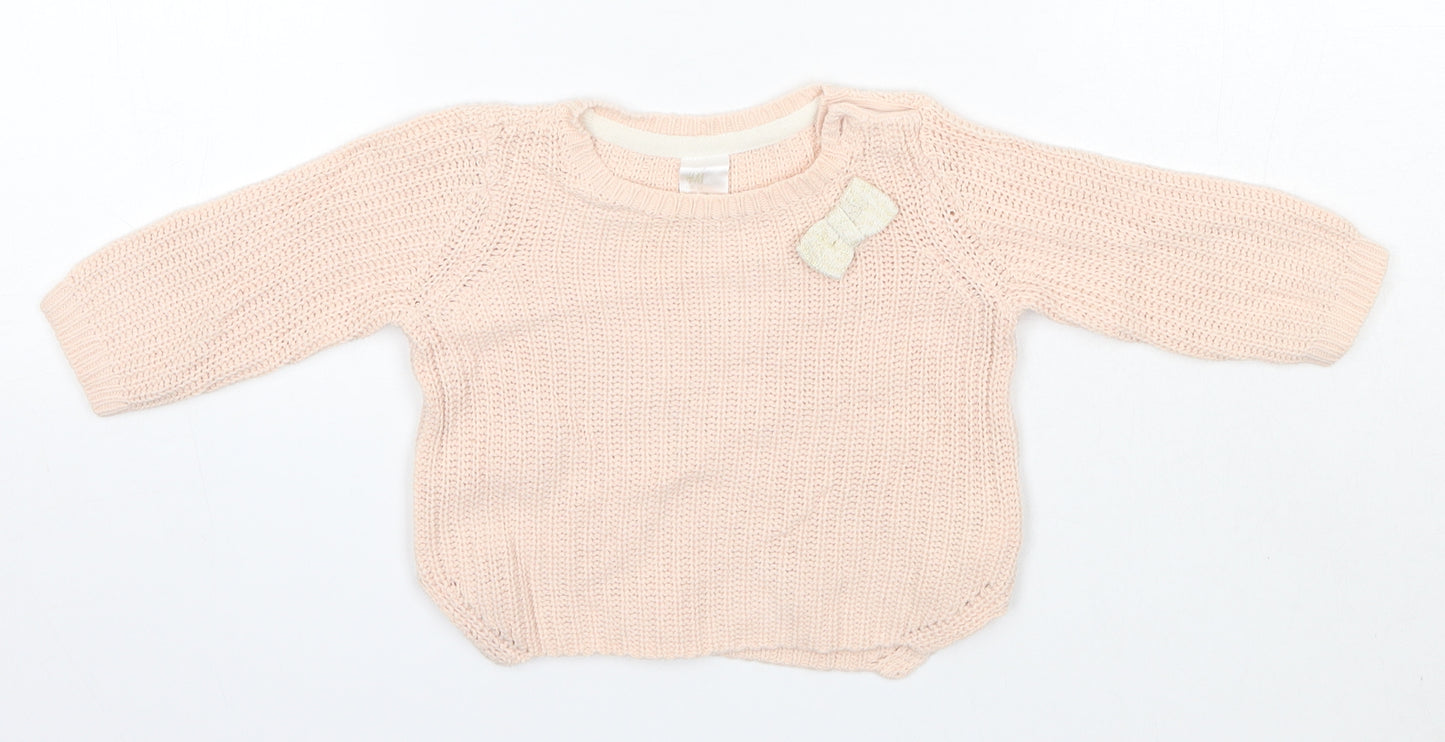 H&M Baby Pink  Cotton Pullover Jumper Size 3-6 Months