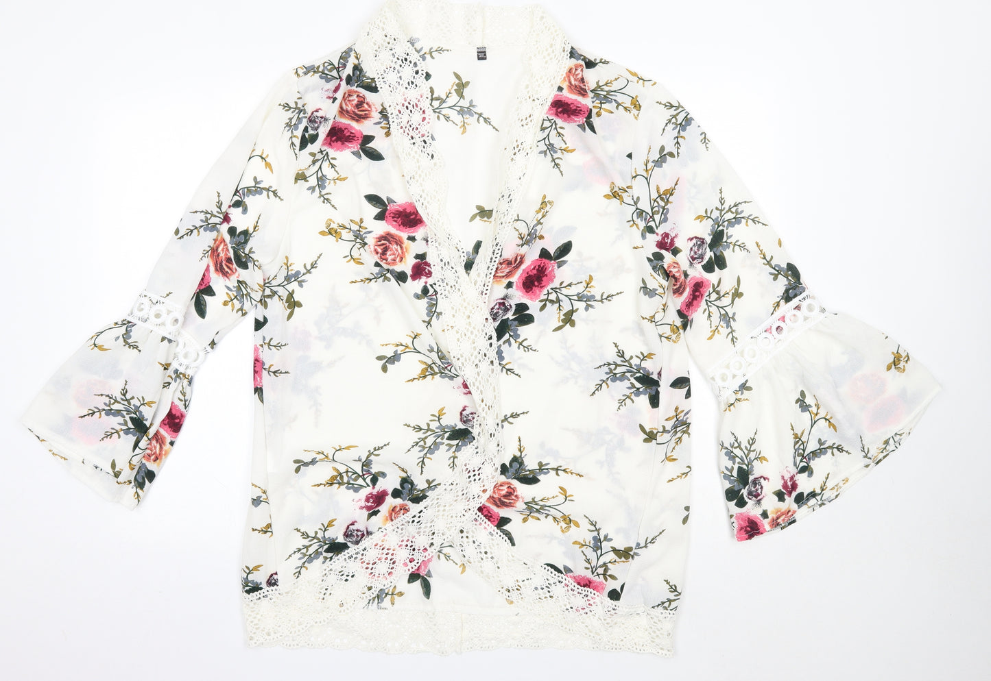 Preworn Womens Multicoloured V-Neck Floral Polyester Cardigan Jumper Size 3XL