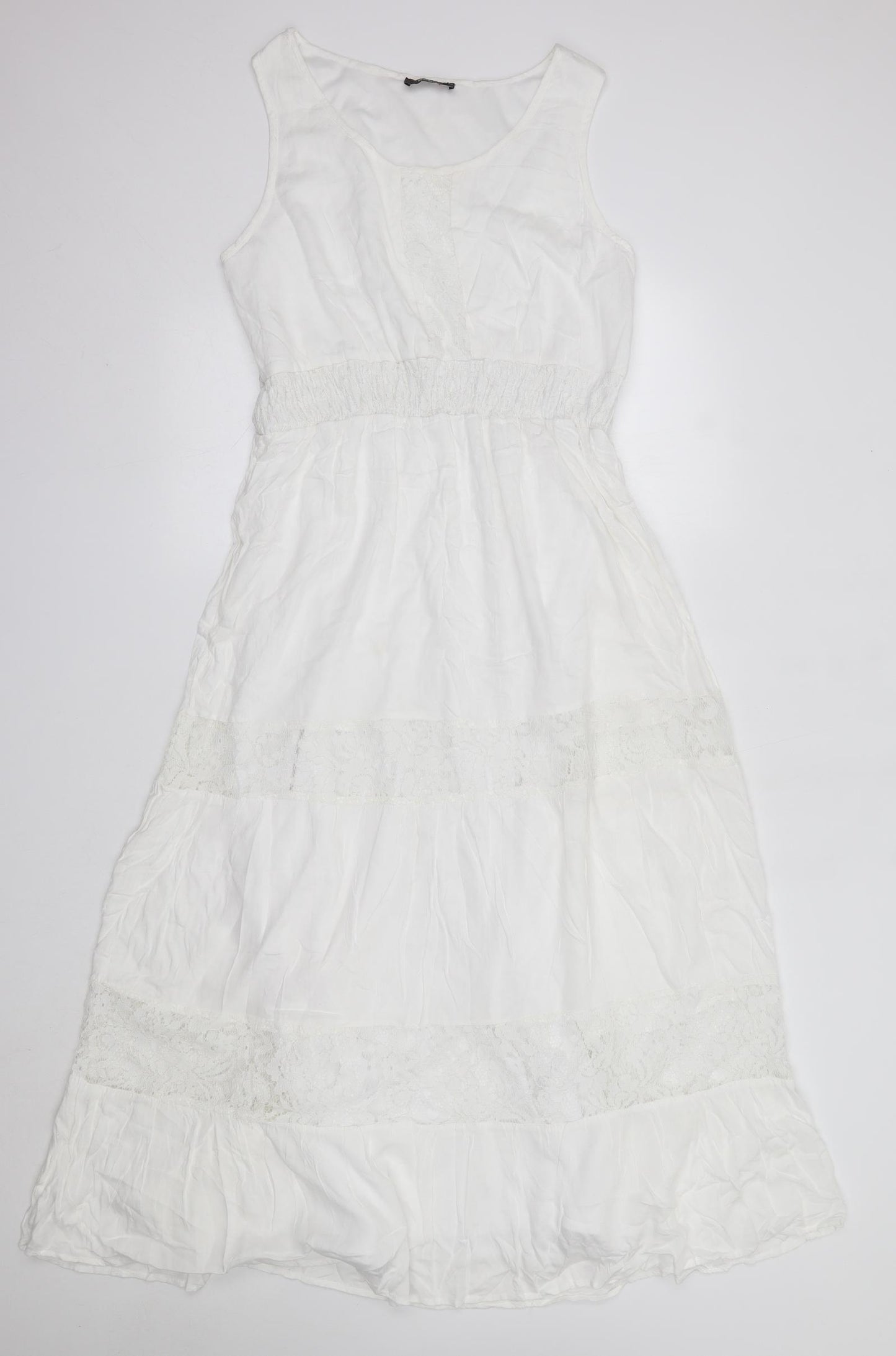 Klass Womens White  Viscose Maxi  Size 12  Round Neck