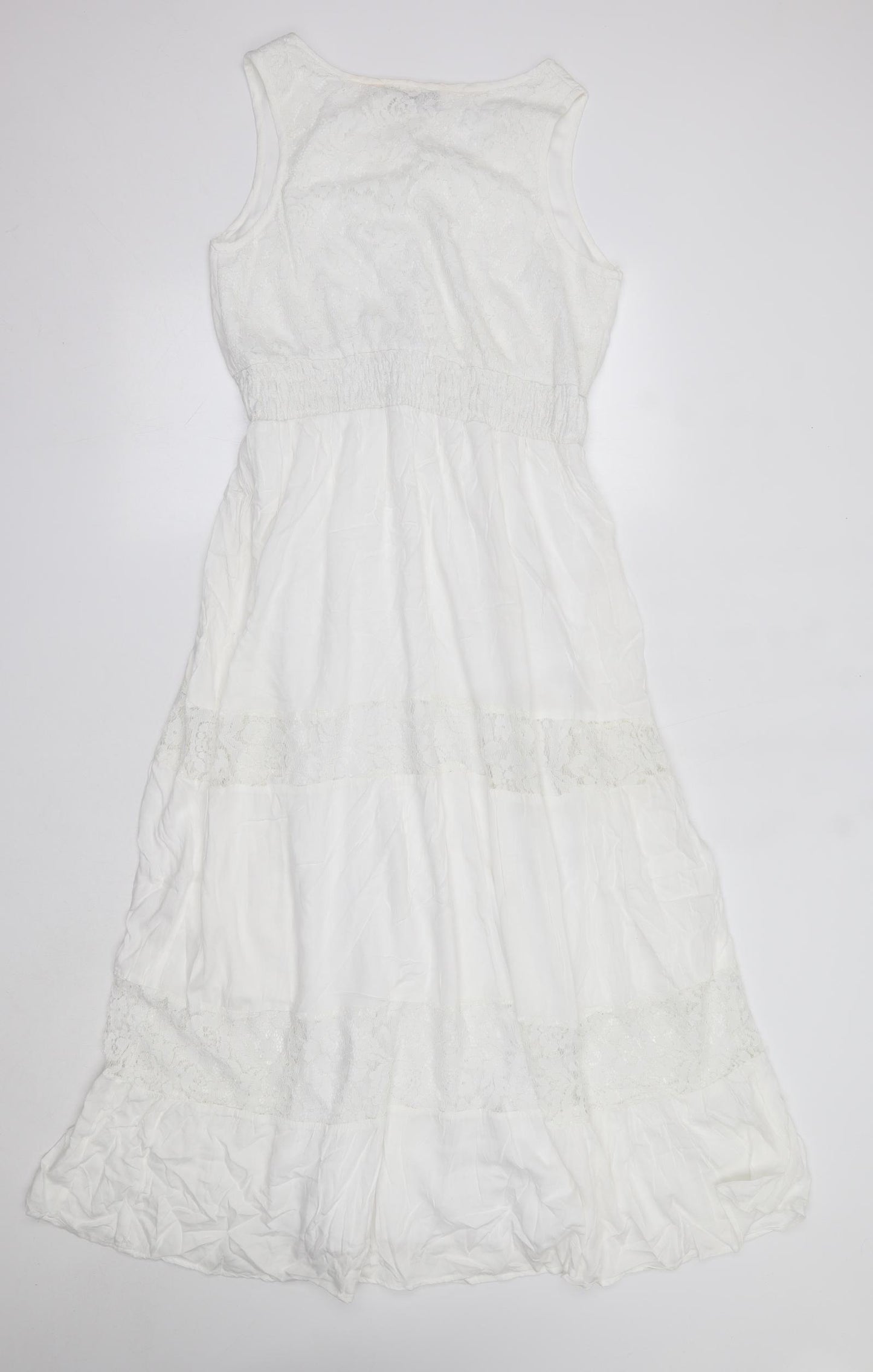 Klass Womens White  Viscose Maxi  Size 12  Round Neck