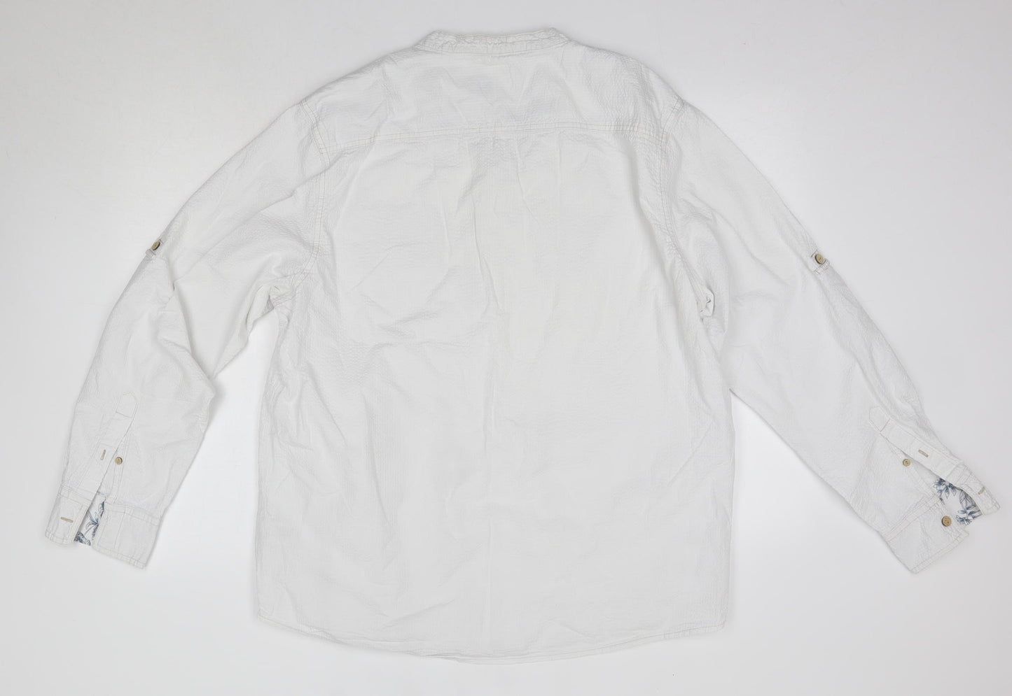 F&F Mens White  Cotton  Button-Up Size XL Round Neck