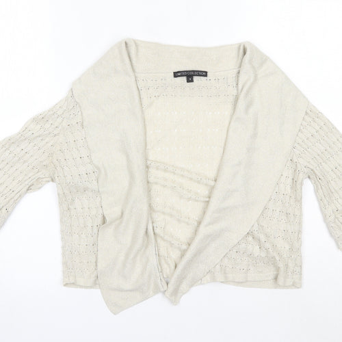 M&S Womens Gold V-Neck  Viscose Cardigan Jumper Size 8
