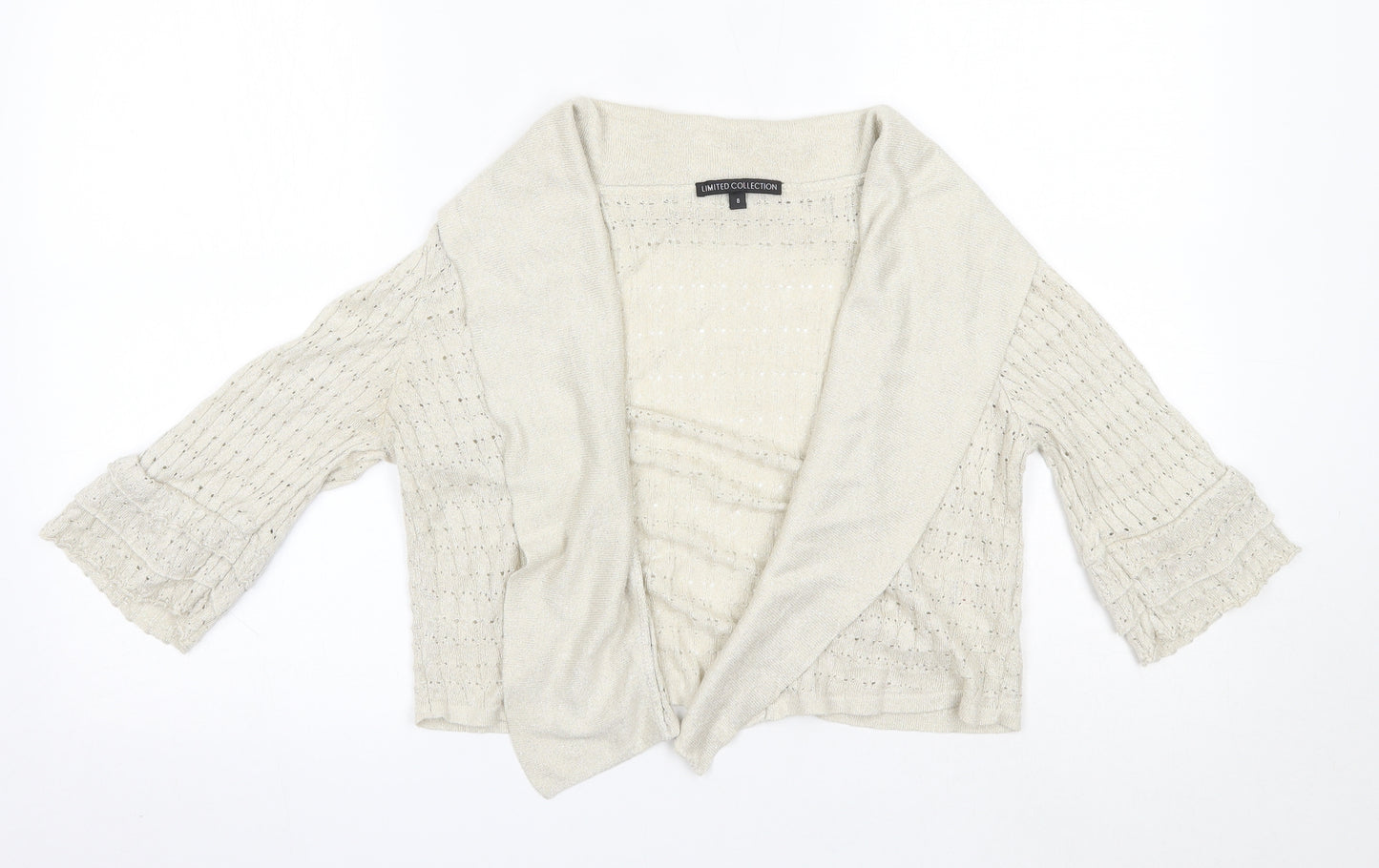 M&S Womens Gold V-Neck  Viscose Cardigan Jumper Size 8