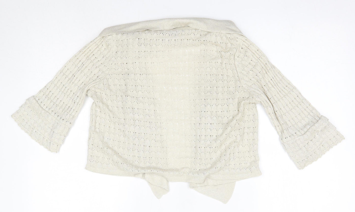 M&S Womens Gold V-Neck  Viscose Cardigan Jumper Size 8