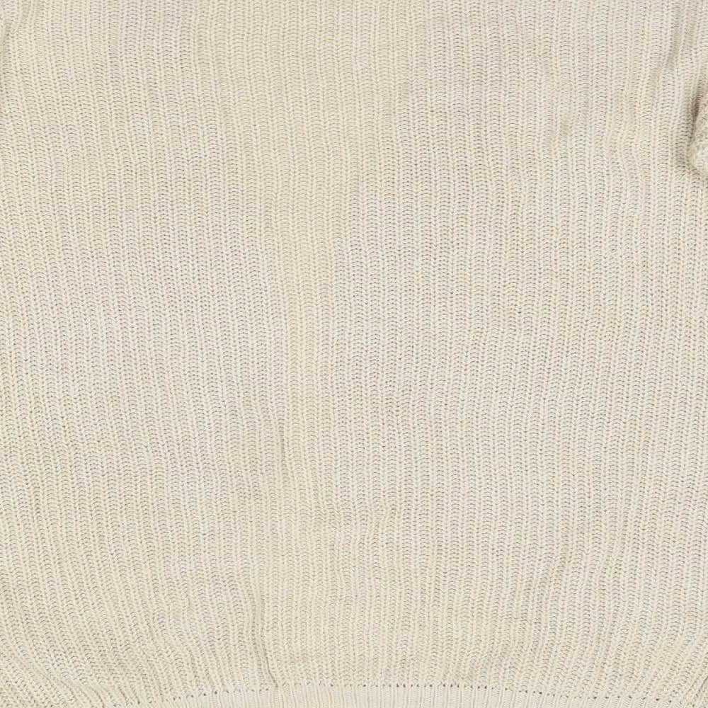 Boohoo Womens Beige V-Neck  Acrylic Cardigan Jumper Size S