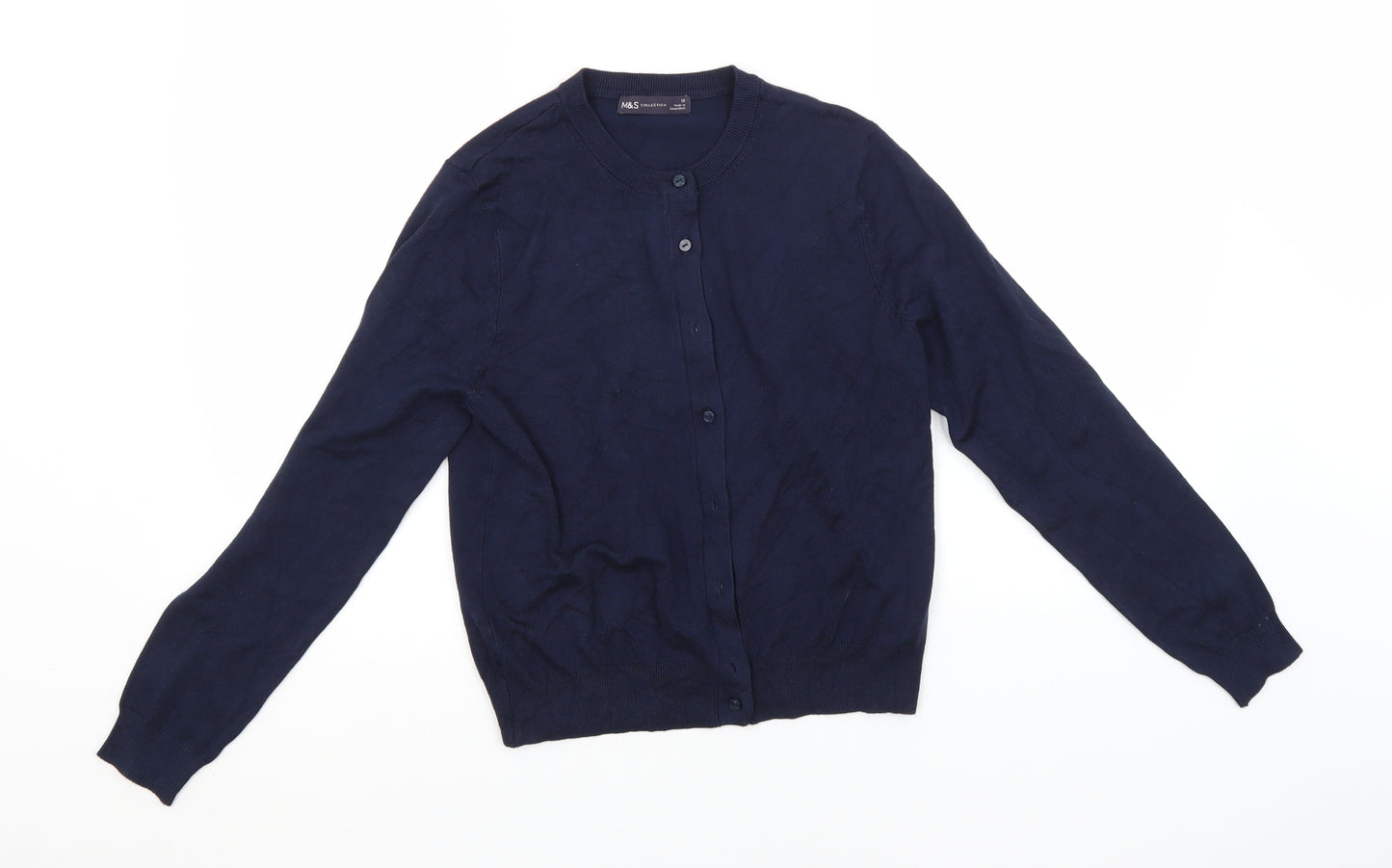 Marks and Spencer Womens Blue Round Neck  Viscose Cardigan Jumper Size 12