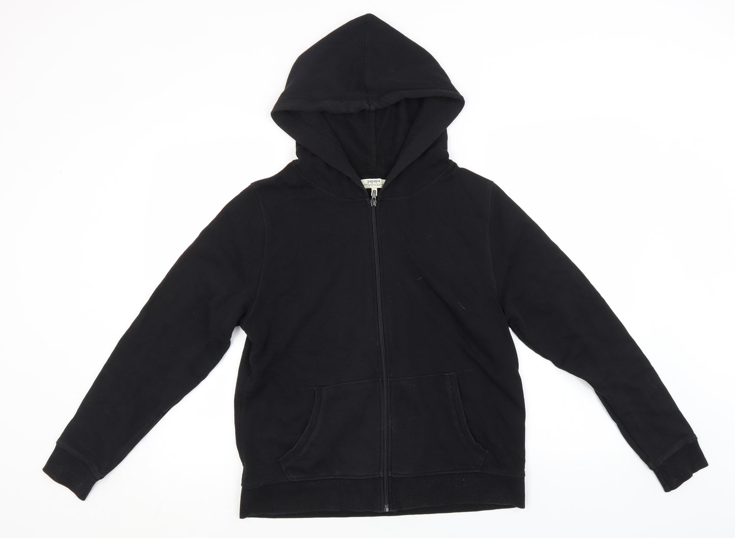 Papaya Womens Black  Cotton Henley Hoodie Size M