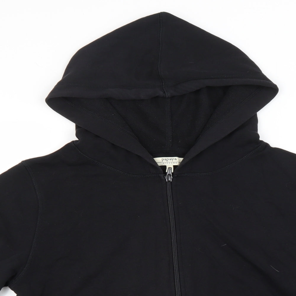 Papaya Womens Black  Cotton Henley Hoodie Size M