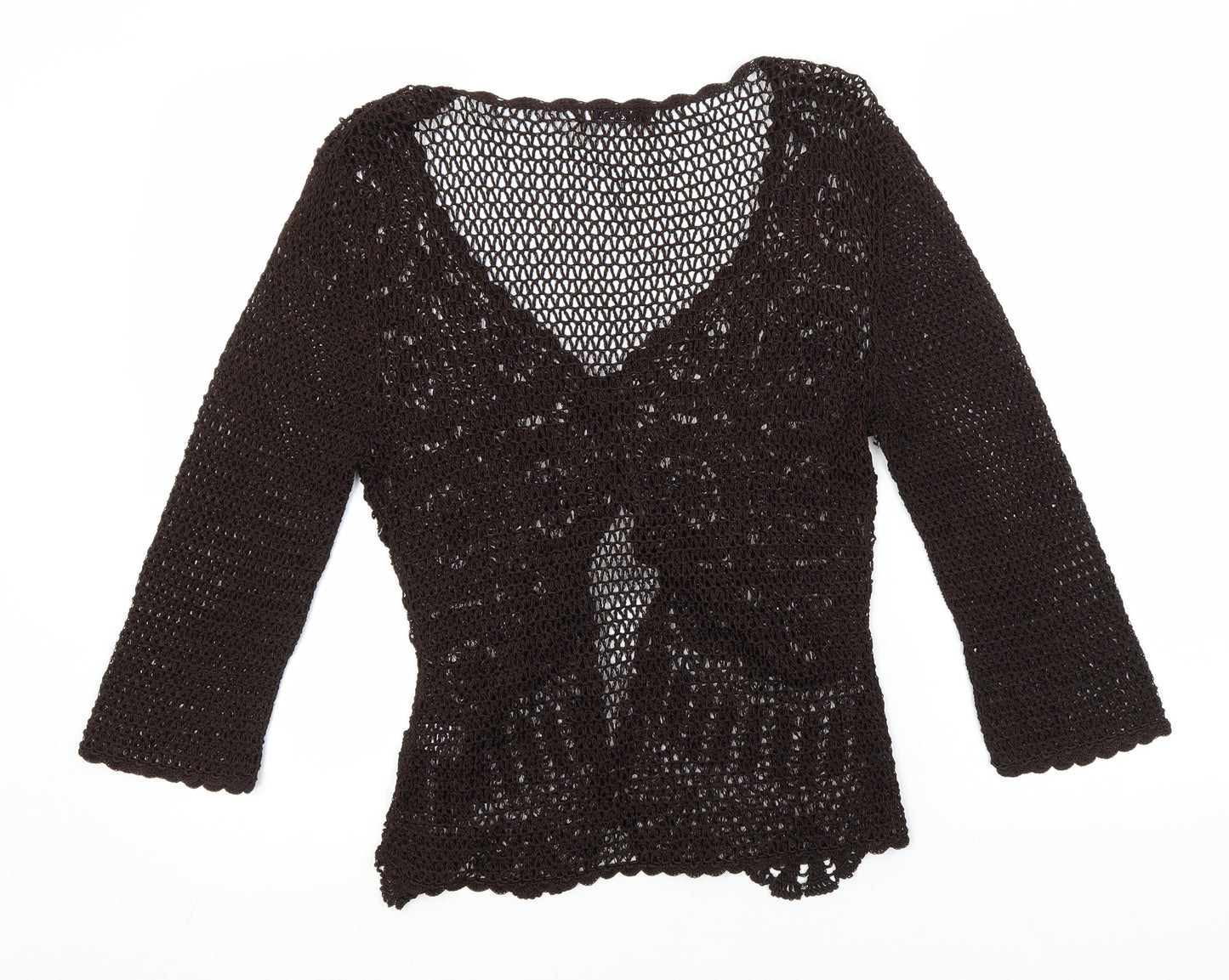 M&Co Womens Brown V-Neck  Viscose Cardigan Jumper Size M