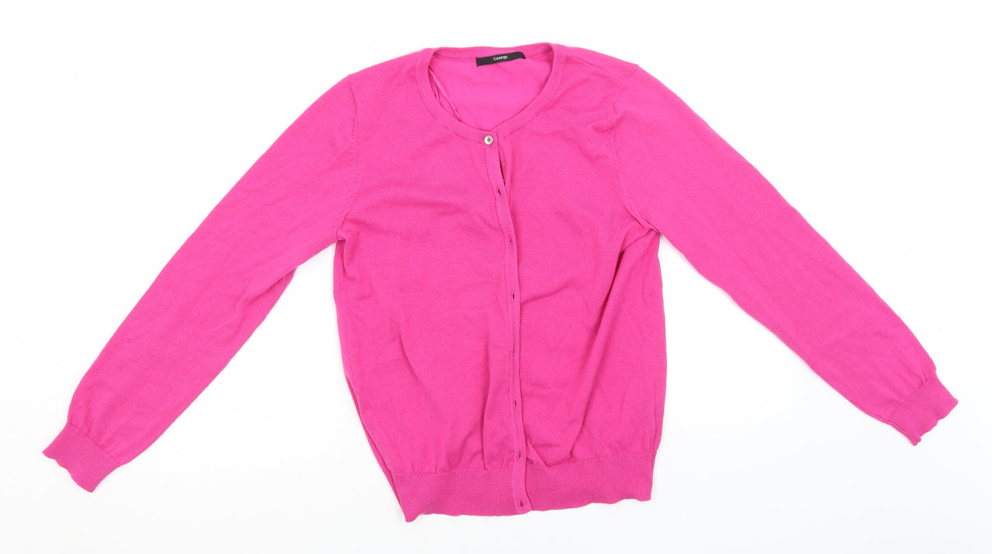 George Womens Pink Round Neck  Polyester Cardigan Jumper Size 10