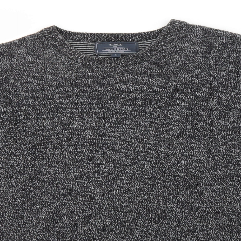 Atlantic Bay Mens Grey Round Neck  Cotton Pullover Jumper Size M
