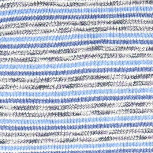Moda Womens Blue V-Neck Striped Acrylic Cardigan Jumper Size 8