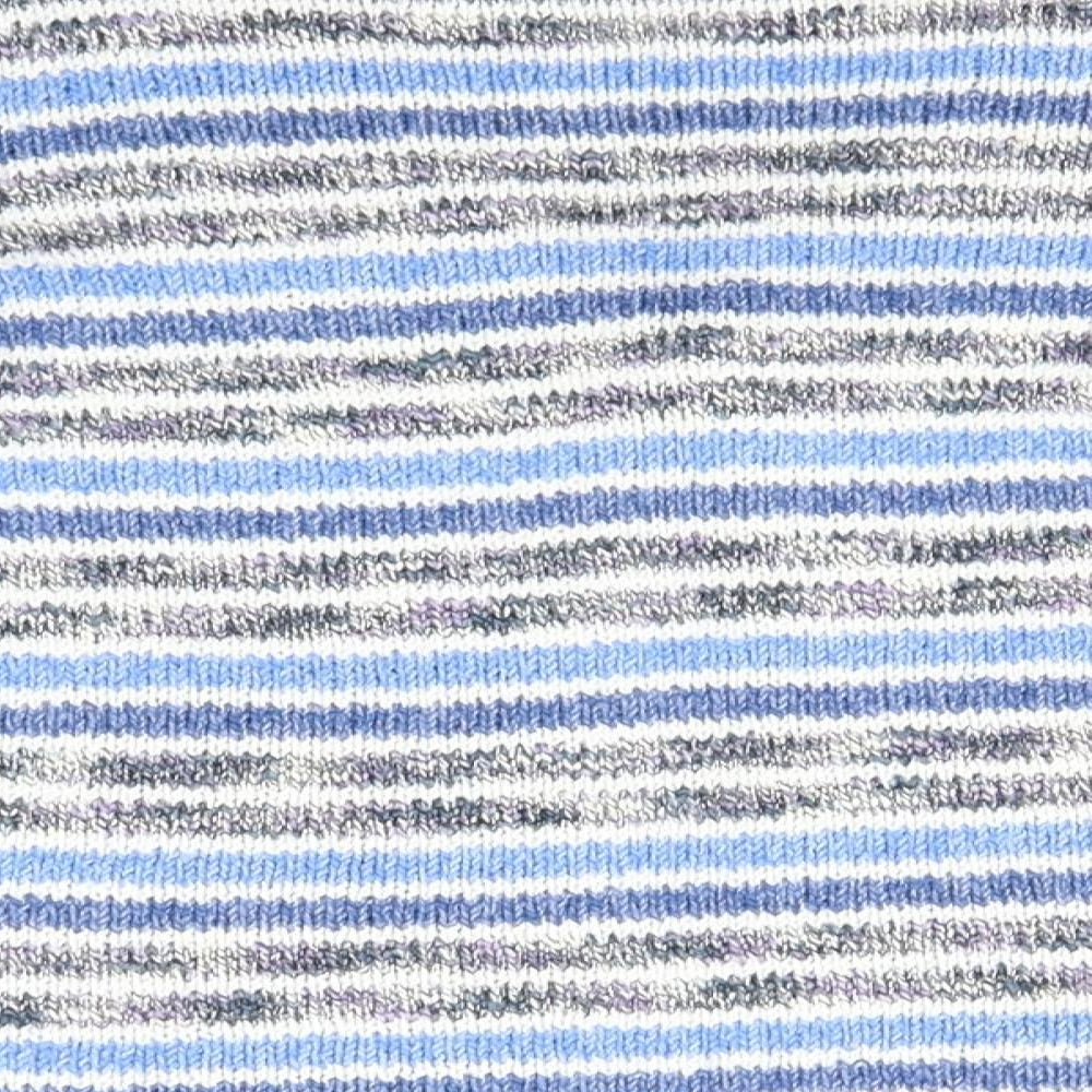 Moda Womens Blue V-Neck Striped Acrylic Cardigan Jumper Size 8
