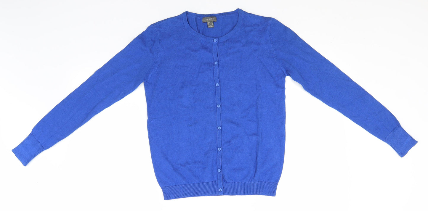Primark Womens Blue Round Neck  Cotton Cardigan Jumper Size 10