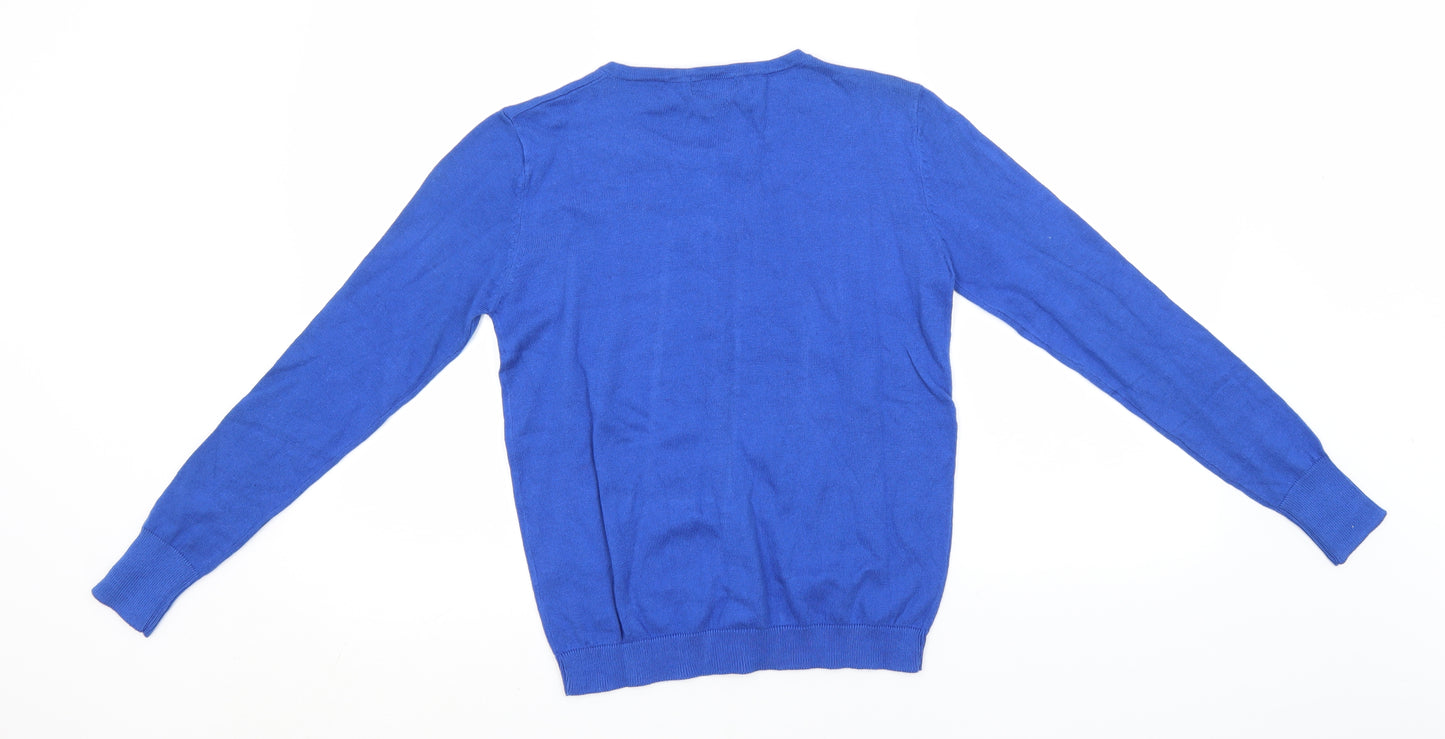 Primark Womens Blue Round Neck  Cotton Cardigan Jumper Size 10